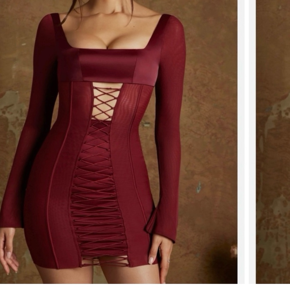 Oh Polly Deep Red Long Sleeve Dress